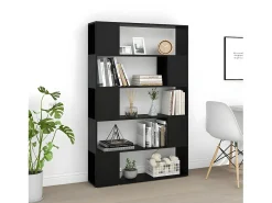Librería separador madera contrachapada negro 100x24x155 cm