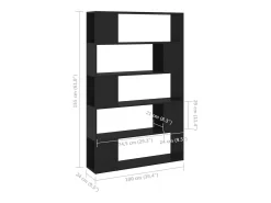 Librería separador madera contrachapada negro 100x24x155 cm
