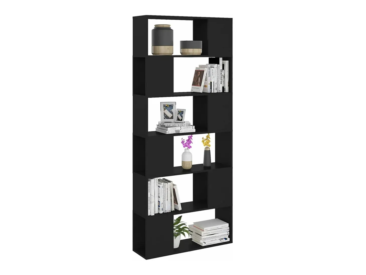Librería separador madera contrachapada negro 80x24x186 cm