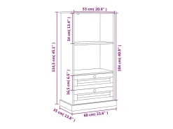 Librería VIGO madera maciza de pino blanco 60x35x114,5 cm