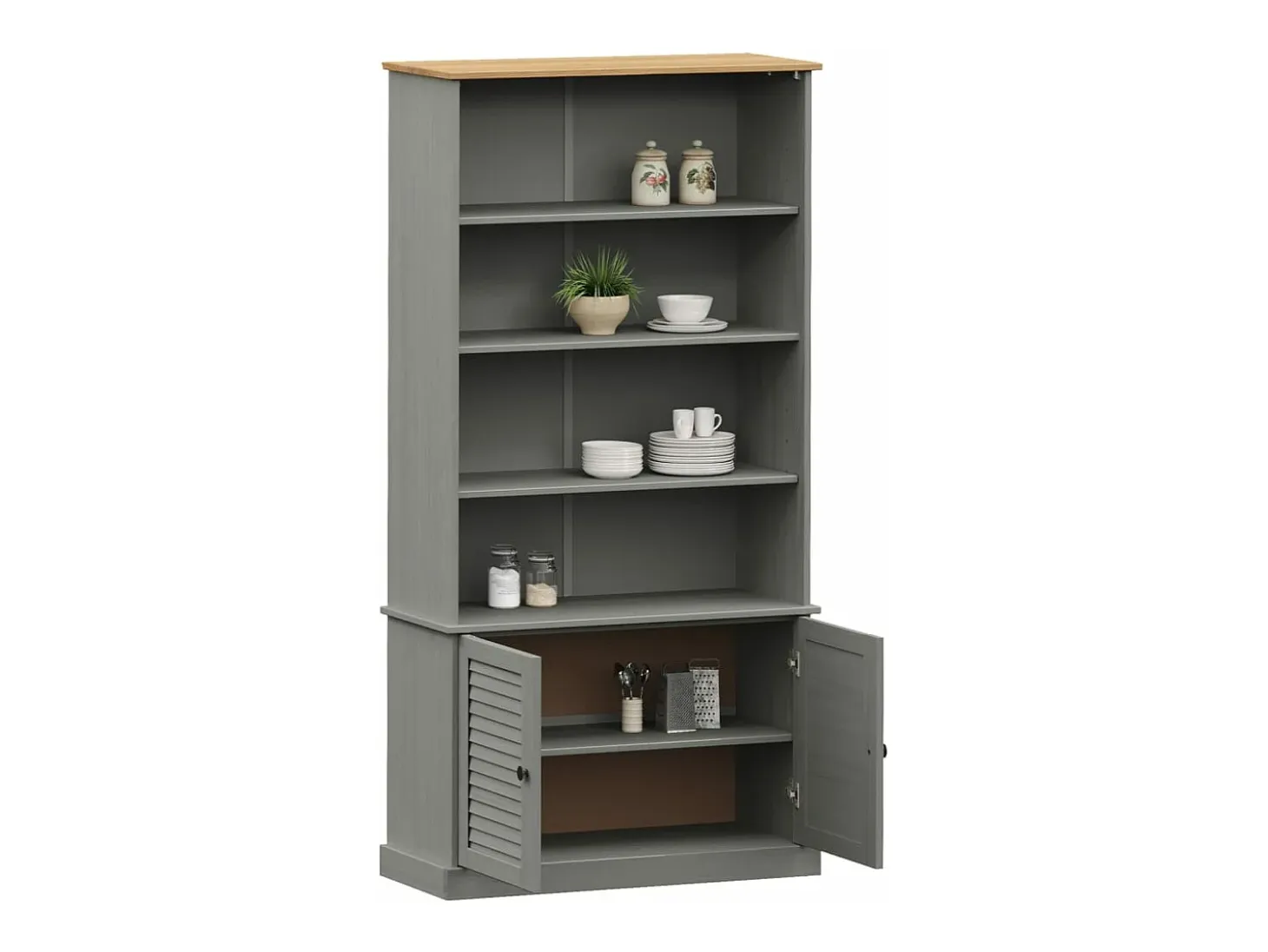 Librería VIGO madera maciza de pino gris 85x35x170 cm