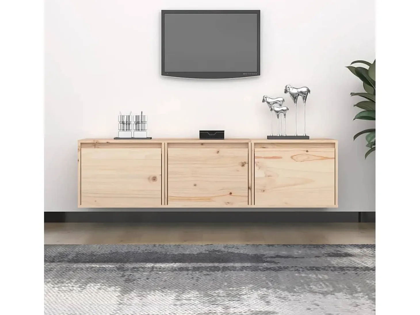 Licata Muebles para TV 3 piezas madera maciza de pino