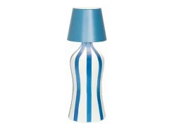 Lido - Botella de cerámica azafrán con rayas azules