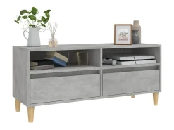 Lin Mueble de TV madera contrachapada gris hormigón 100x34,5x44,5cm