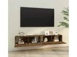 Lorien Muebles de pared de TV 2 uds madera roble ahumado 100x30x30 cm