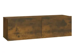 Lorien Muebles de pared de TV 2 uds madera roble ahumado 100x30x30 cm