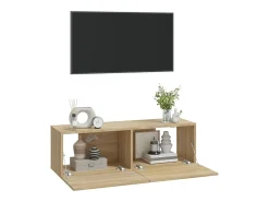 Lorien Muebles TV de pared 2 uds madera ingeniería roble 100x30x30 cm