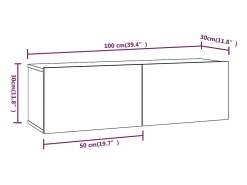 Lorien Muebles TV de pared 2 uds madera ingeniería roble 100x30x30 cm