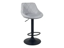 Lote de 2 sillas de bar con asiento acolchado de tela acolchada, giratorio, altura ajustable con base negra LUTI (gris)
