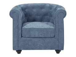 Lote de 2 sillones de tela color azul CHESTERFIELD