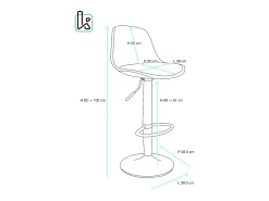 Lote de 2 taburetes de bar de diseño, asiento con respaldo bajo, cojín de cuero sintético, giratorio, altura ajustable, base de cromo SIG (blanco y gris)