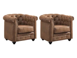 Lote e 2 sillones CHESTERFIELD microfibra envejecida