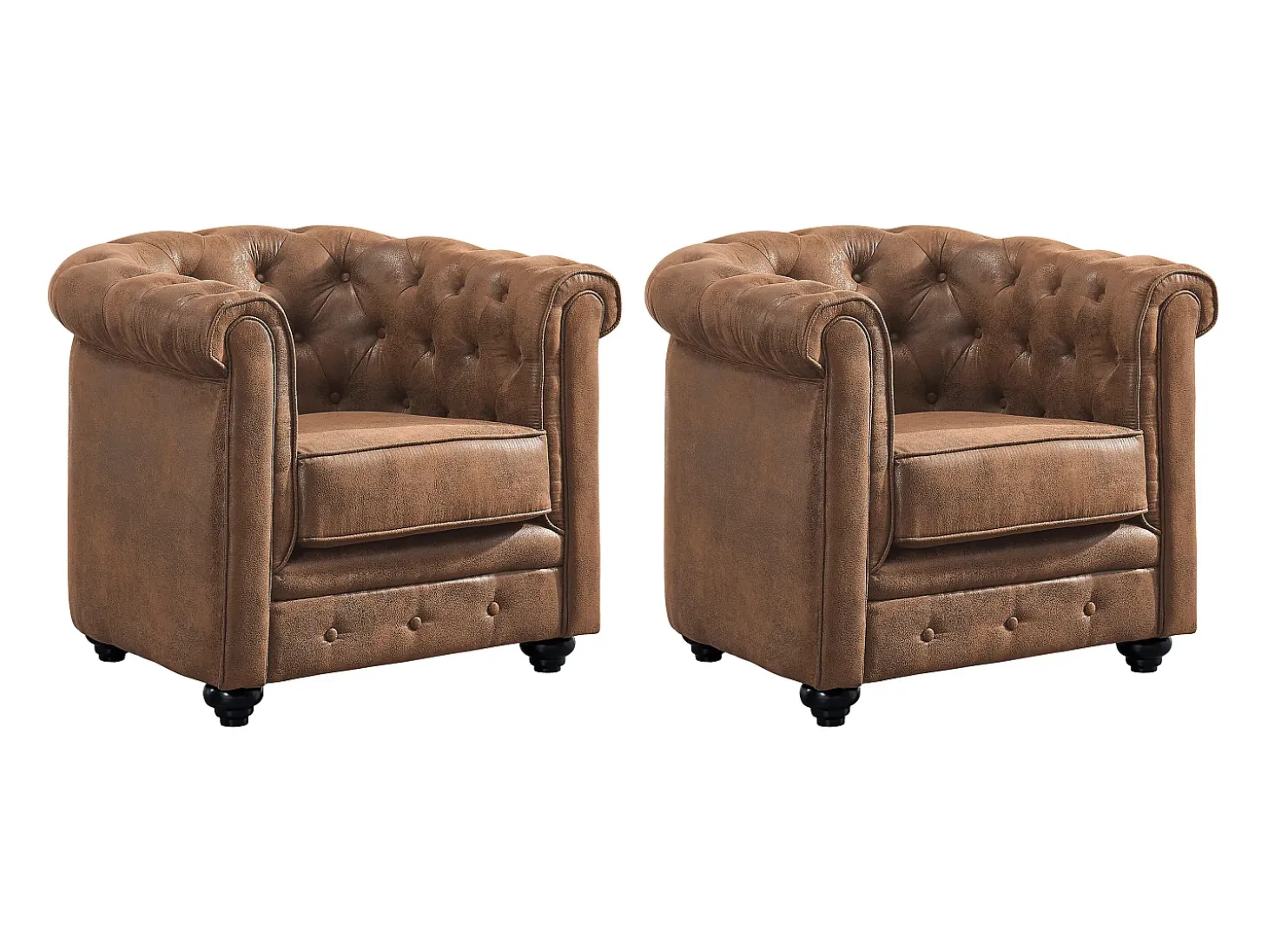 Lote e 2 sillones CHESTERFIELD microfibra envejecida