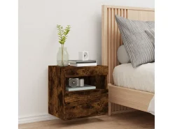 Ølstykke Mueble de TV de pared con luces LED roble ahumado 40x30x40 cm