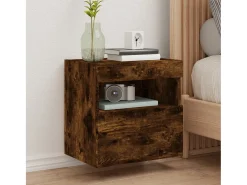 Ølstykke Mueble de TV de pared con luces LED roble ahumado 40x30x40 cm