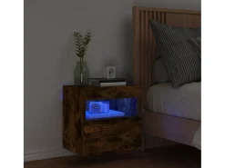 Ølstykke Mueble de TV de pared con luces LED roble ahumado 40x30x40 cm