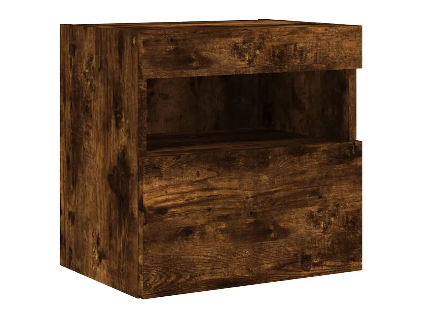 Ølstykke Mueble de TV de pared con luces LED roble ahumado 40x30x40 cm