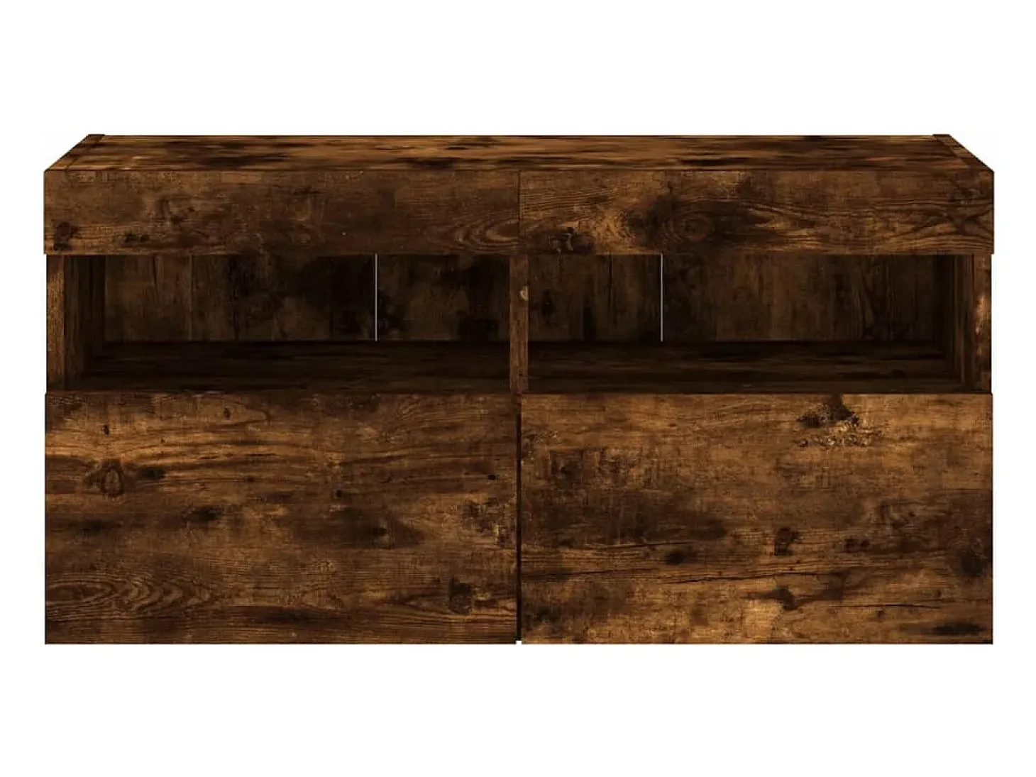 Ølstykke Mueble de TV de pared con luces LED roble ahumado 80x30x40 cm
