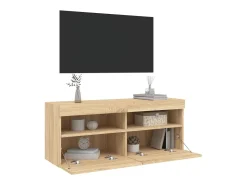Ølstykke Mueble de TV de pared con luces LED roble Sonoma 100x30x40 cm