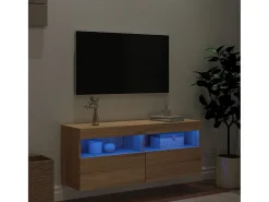 Ølstykke Mueble de TV de pared con luces LED roble Sonoma 100x30x40 cm