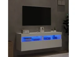 Ølstykke Muebles de TV de pared con luces LED 2 uds blanco 60x30x40 cm