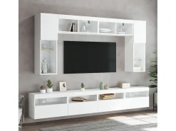 Ølstykke Muebles de TV de pared con luces LED 2 uds blanco 60x30x40 cm