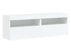 Ølstykke Muebles de TV de pared con luces LED 2 uds blanco 60x30x40 cm