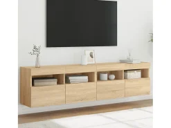 Ølstykke Muebles de TV de pared luces LED 2 uds roble Sonoma 80x30x40 cm