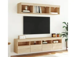Ølstykke Muebles de TV de pared luces LED 2 uds roble Sonoma 80x30x40 cm