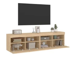 Ølstykke Muebles de TV de pared luces LED 2 uds roble Sonoma 80x30x40 cm