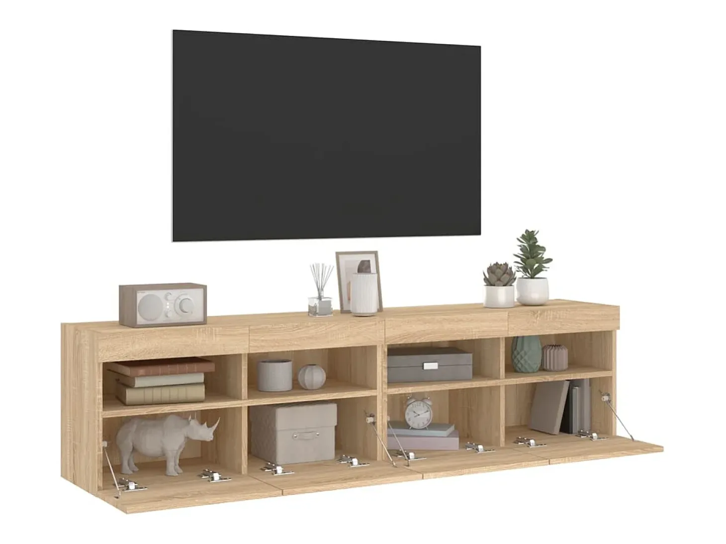 Ølstykke Muebles de TV de pared luces LED 2 uds roble Sonoma 80x30x40 cm