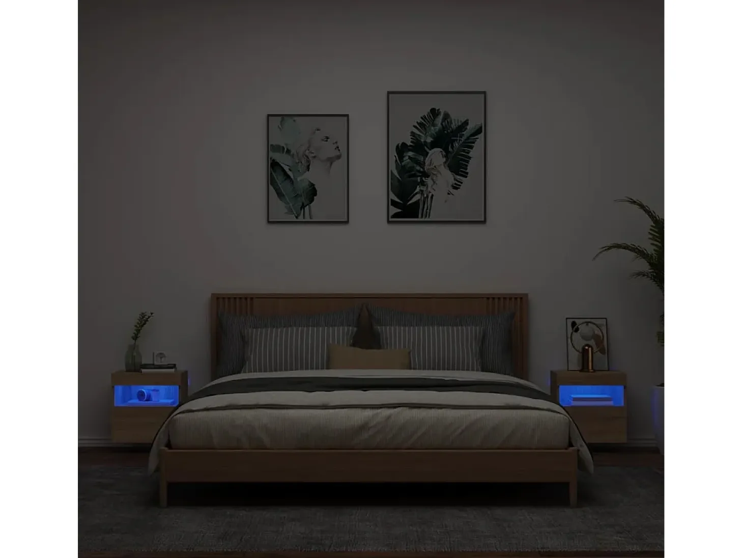 Ølstykke Muebles de TV de pared luces LED 2 uds roble Sonoma 40x30x40 cm