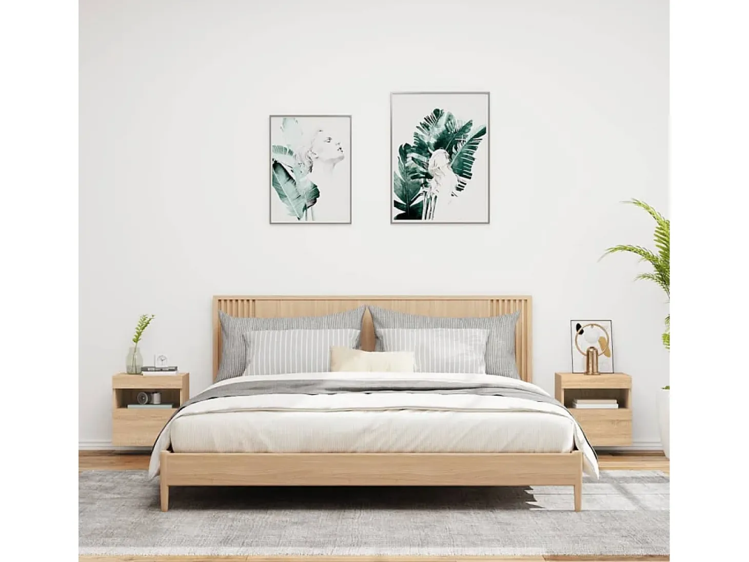 Ølstykke Muebles de TV de pared luces LED 2 uds roble Sonoma 40x30x40 cm