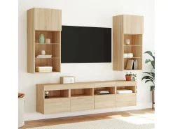 Ølstykke Muebles de TV de pared luces LED 2 uds roble Sonoma 40x30x40 cm