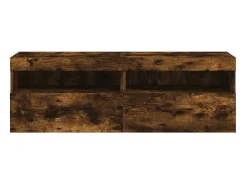 Ølstykke Muebles TV de pared luces LED 2 uds roble ahumado 60x30x40 cm