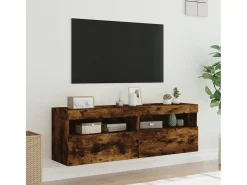 Ølstykke Muebles TV de pared luces LED 2 uds roble ahumado 60x30x40 cm