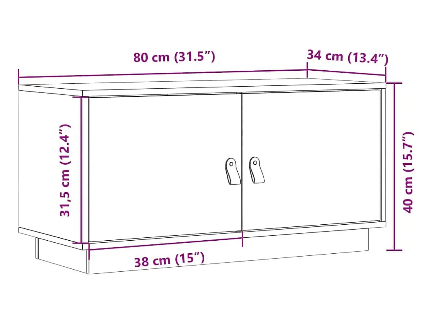 Maarianhamina Mueble de TV de madera maciza de pino gris 80x34x40 cm