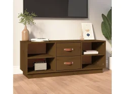 Malindra Mueble de TV madera maciza de pino marrón miel 100x34x40 cm