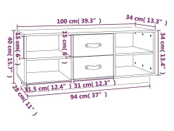 Malindra Mueble de TV madera maciza de pino marrón miel 100x34x40 cm