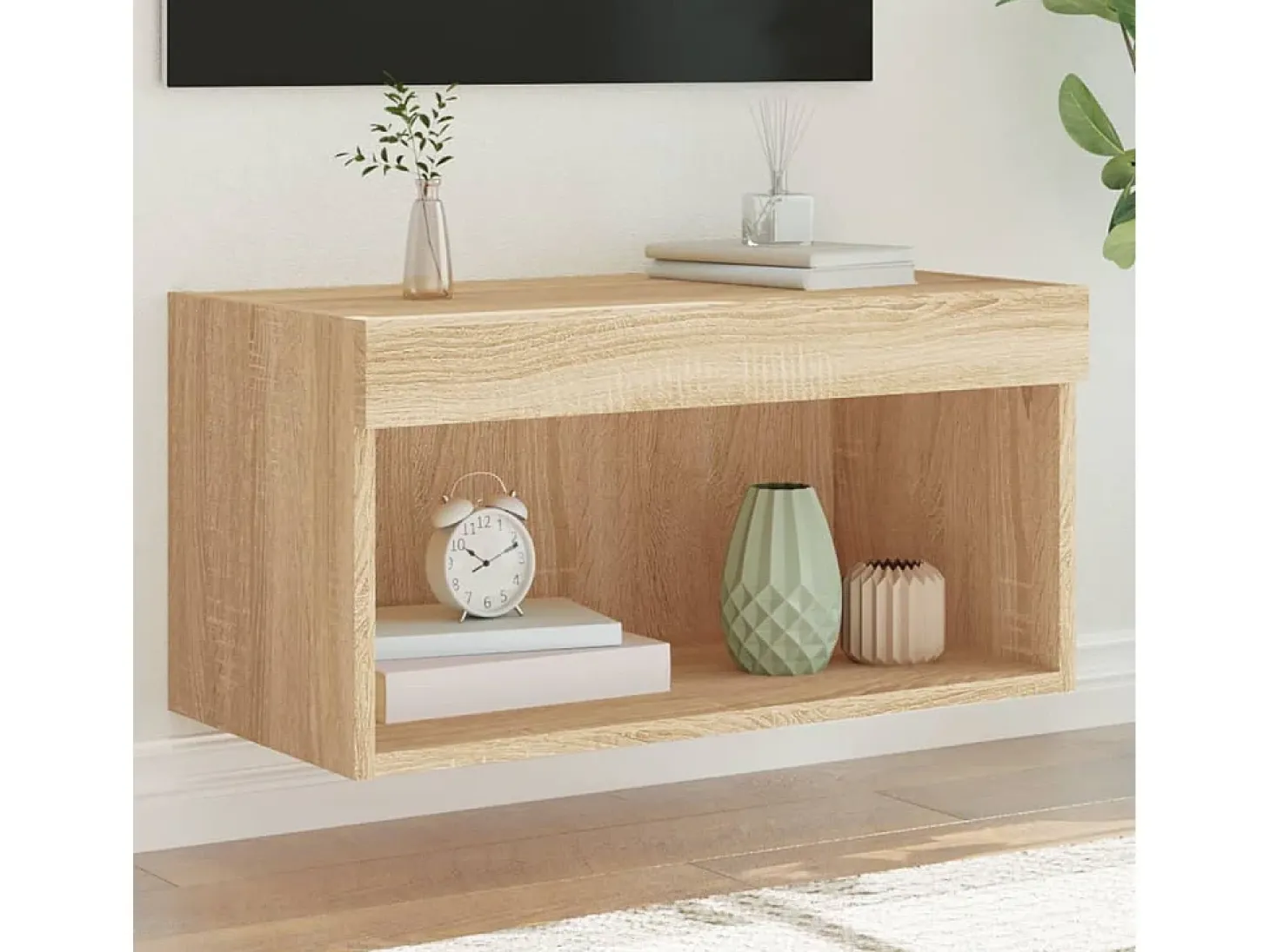 Mano Mueble para TV con luces LED roble Sonoma 60x30x30 cm