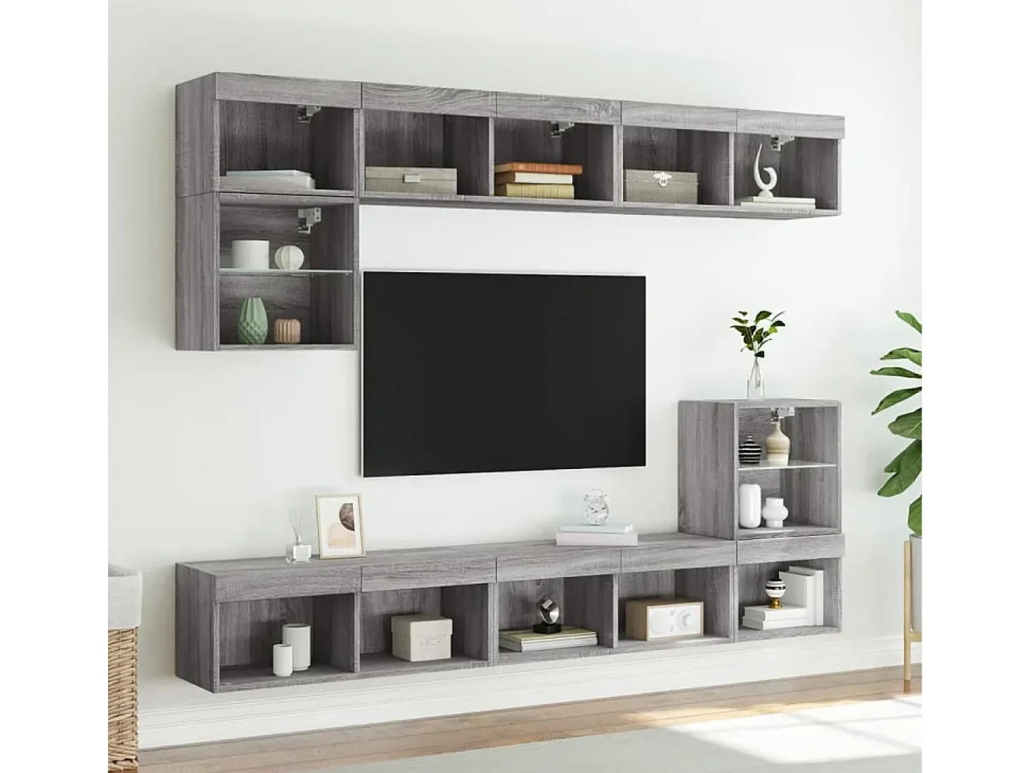 Mano Mueble para TV con luces LED gris Sonoma 80x30x30 cm