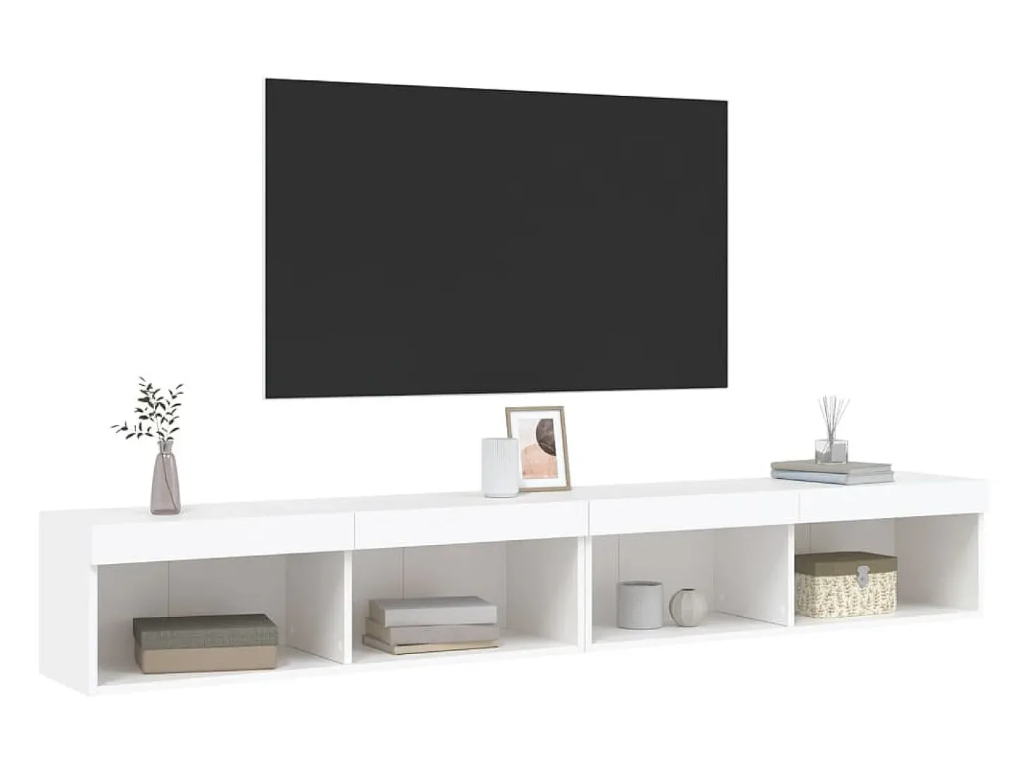 Mano Muebles de TV con luces LED 2 uds blanco 100x30x30 cm