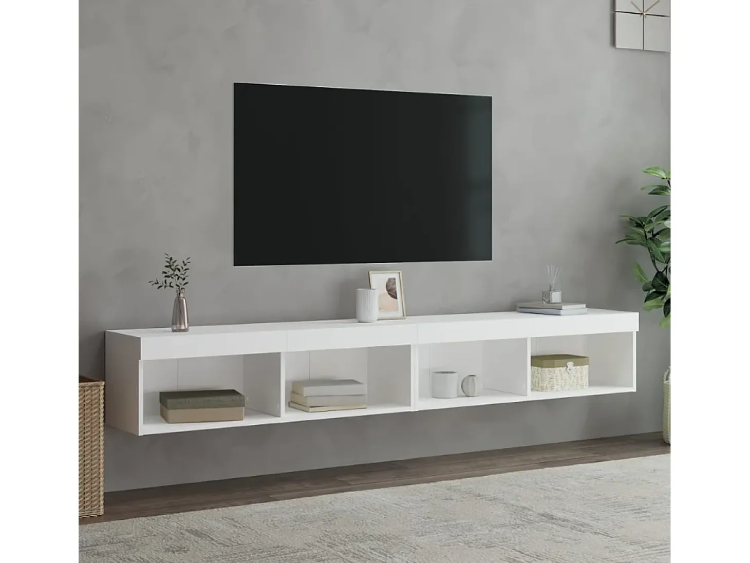Mano Muebles de TV con luces LED 2 uds blanco 100x30x30 cm