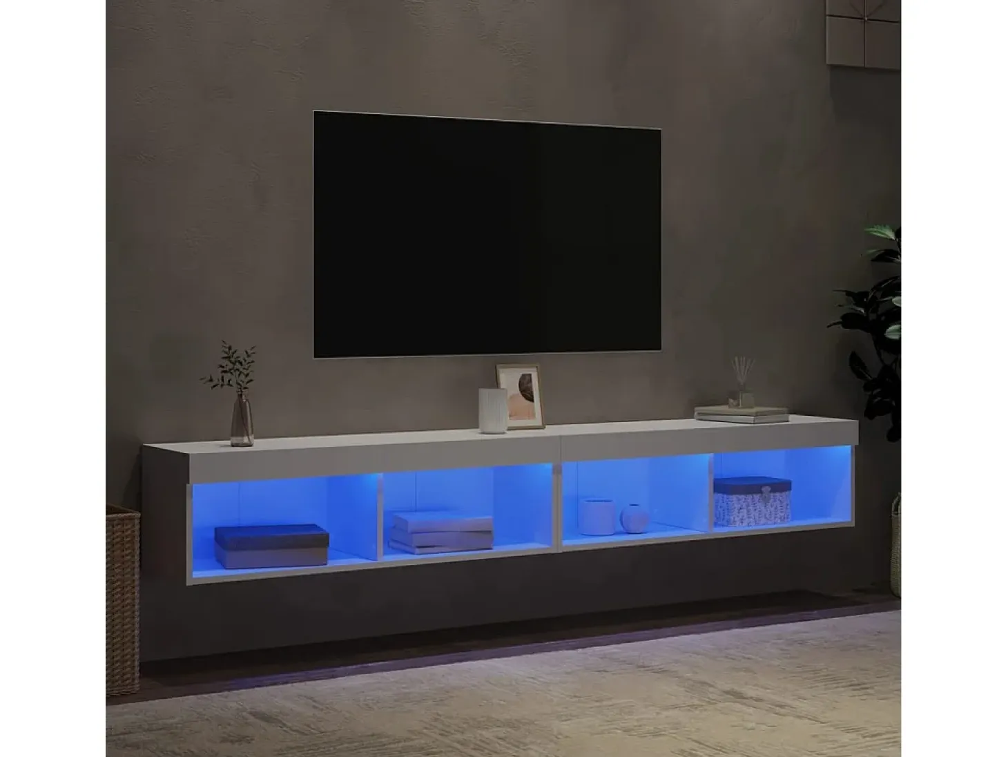 Mano Muebles de TV con luces LED 2 uds blanco 100x30x30 cm