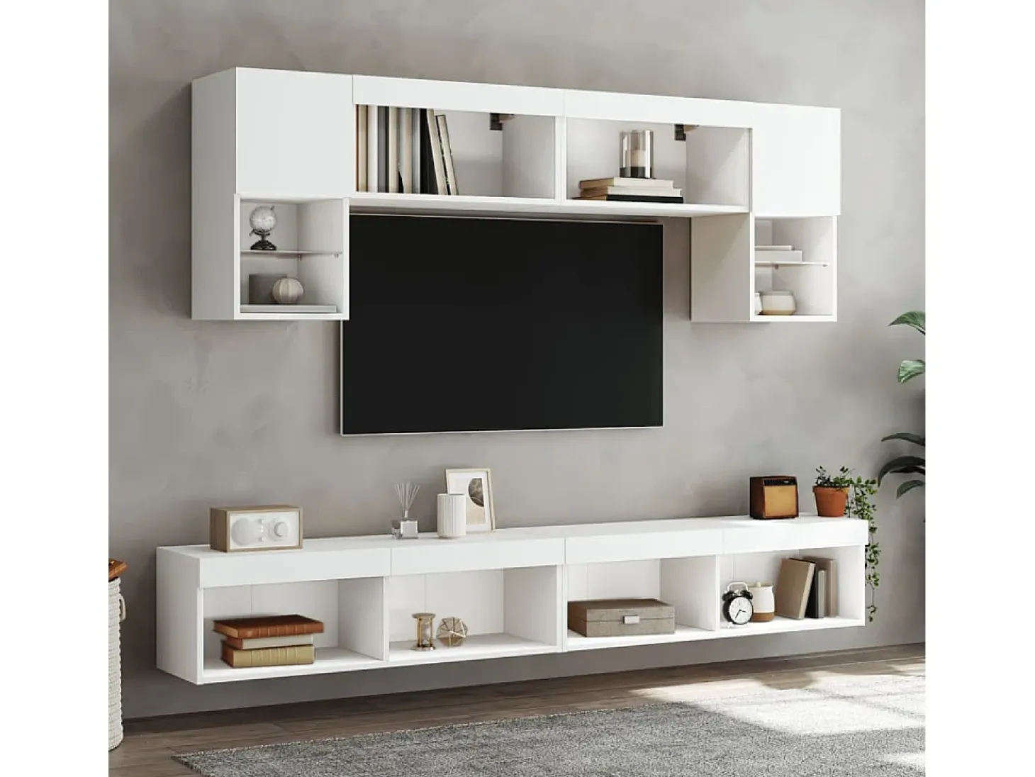 Mano Muebles de TV con luces LED 2 uds blanco 100x30x30 cm