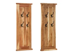 Mâcon Percheros 2 unidades madera maciza de acacia 38x100 cm