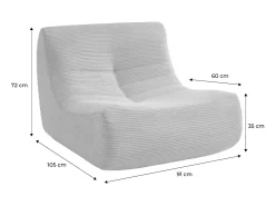 Módulo para sofá modular de pana , 1 plaza crema