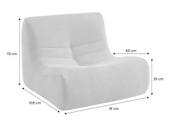 Módulo para sofá modular en borreguito texturizado, 1 plaza beige