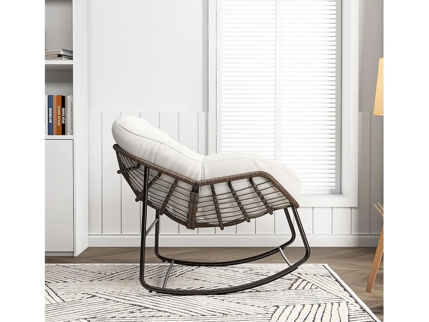Mecedora - Mecedora extragrande - con asiento tapizado, beige