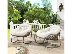 Mecedora - Mecedora extragrande - con asiento tapizado, beige